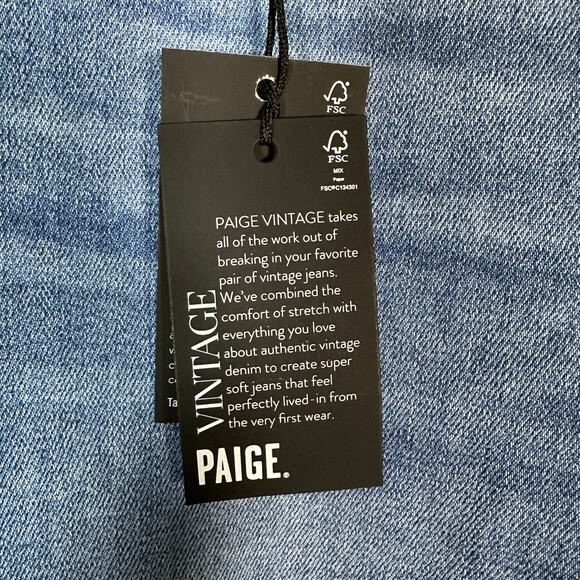 NWT Paige Vintage Cindy Crop High Rise Straight Jeans 34 Seawater Wash Raw Hem‎ - Picture 3 of 11